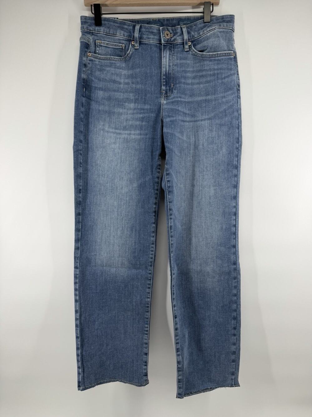 J. Jill NWT Straight Leg Ankle Sutton Wash Frey Hem Blue Sz 8 Tall Classic